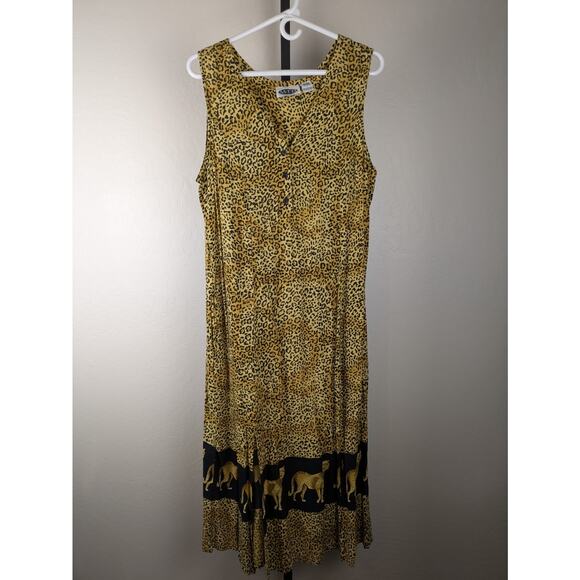 Meant To Be Dresses & Skirts - Vintage MTB Meant To Be Midi Length Rayon Sundress Cheetah Leopard Print